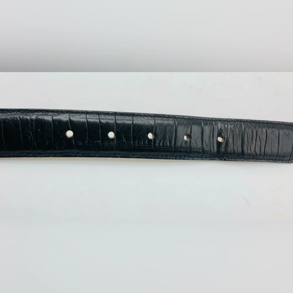 Lot 2 Mens Black Leather Belts 42 Fossil MB1006 Bugle Boy Dress Casual Crocodile